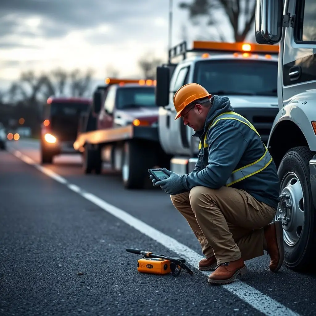 A Garrison Towing technician providing a friendly jump start service to a stranded commuter in Rockland.