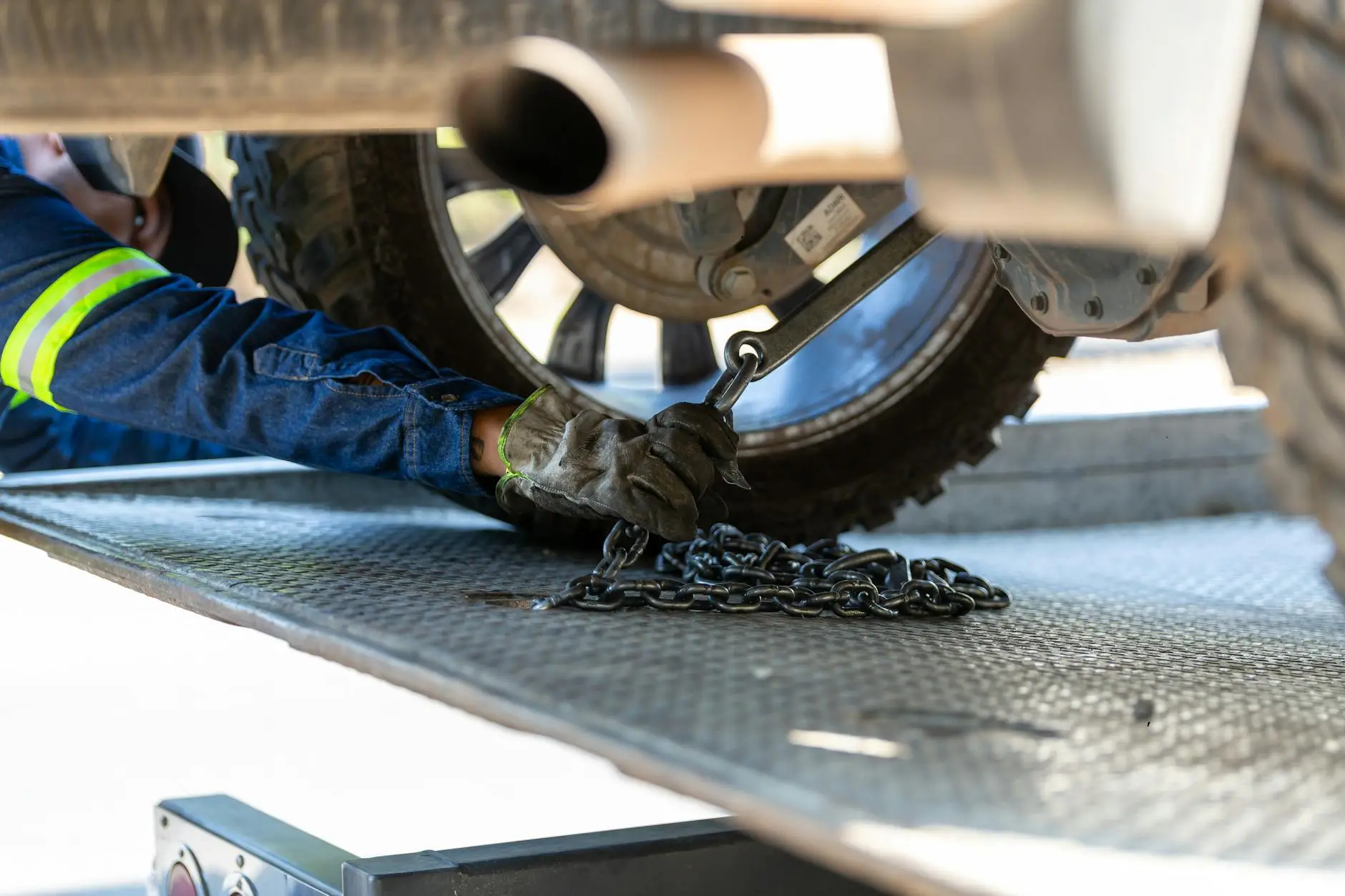 A close-up of a professional tow truck winch and cable, maintained for heavy-duty recovery in Whitman.